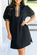 Leopard Accent Zip Mini Dress