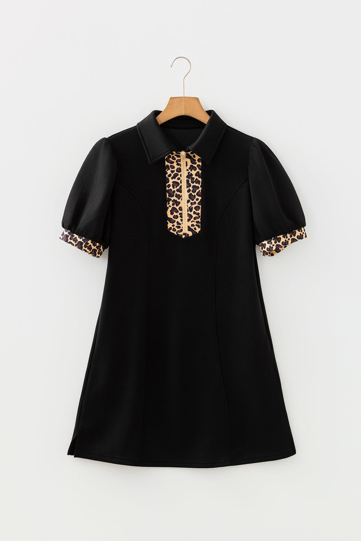 Leopard Accent Zip Mini Dress